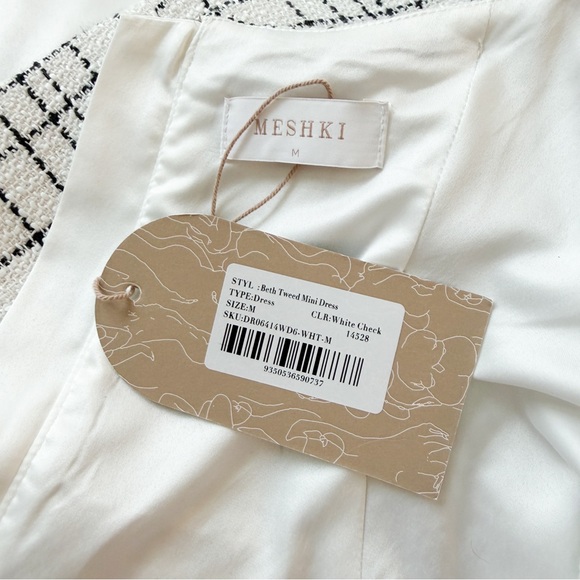 New! MESHKI • Beth Tweed Mini Dress in White Check - Picture 11 of 14